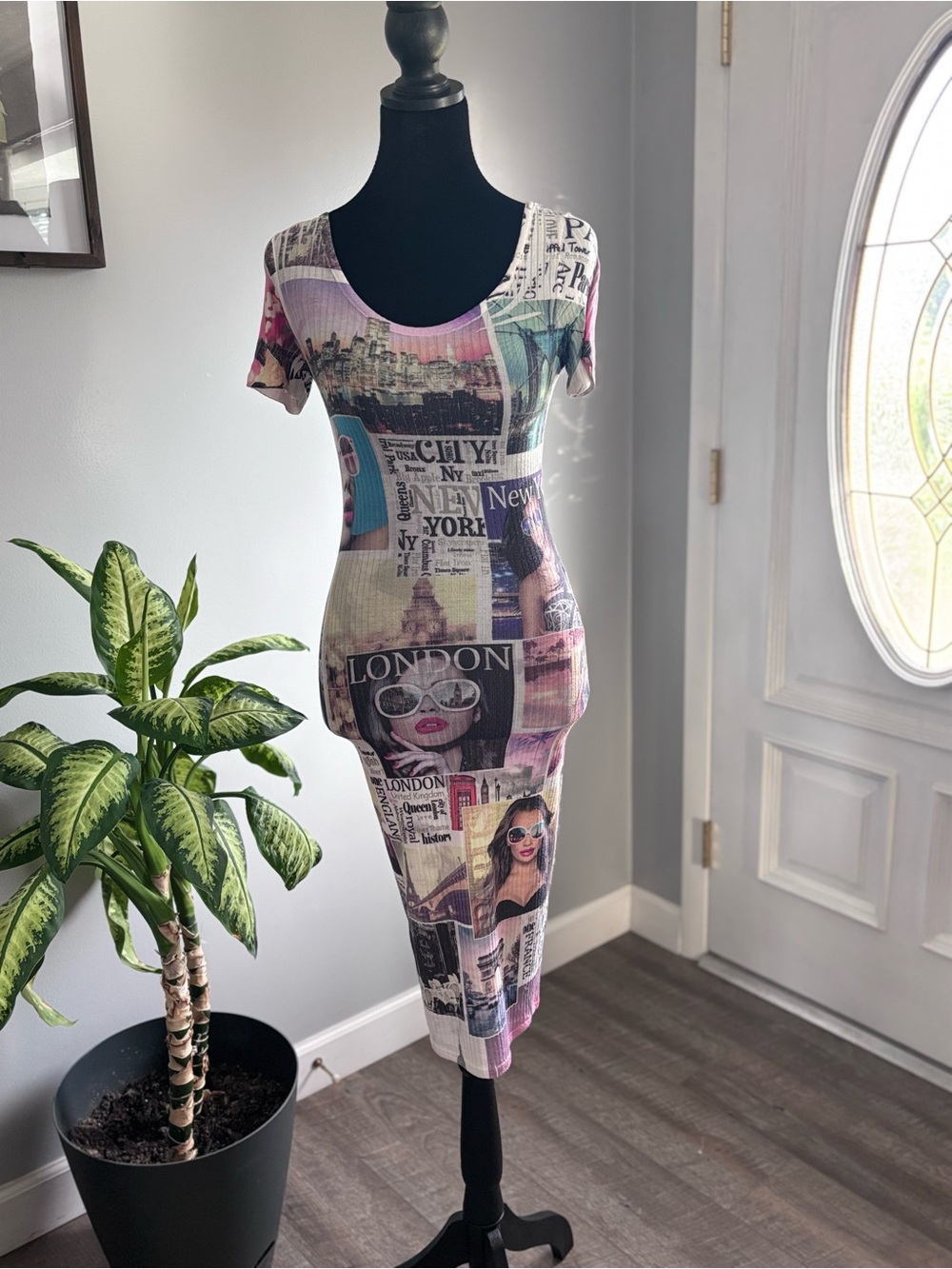 cleo Multi-Color Graphic Print Scoop Neck Maxi Dress
